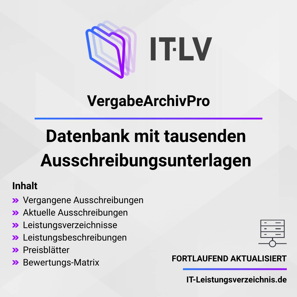 VergarbeArchivPro Datenbank mit tausenden Ausschreibungsunterlagen